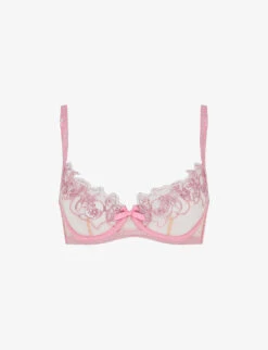 AGENT PROVOCATEUR Lindie Floral-embroidered Tulle Underwired Bra