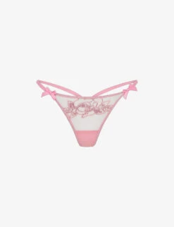 AGENT PROVOCATEUR Lindie Floral-motif Tulle Low-rise Thong