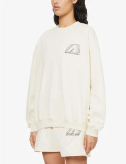 Brand-print Oversized-fit Cotton-jersey Sweatshirt -Sweaty Betty Store R04153504 CREAM ALT02
