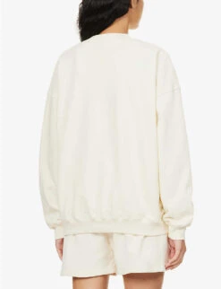 Brand-print Oversized-fit Cotton-jersey Sweatshirt -Sweaty Betty Store R04153504 CREAM ALT03