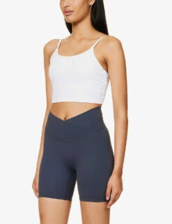 Ultimate Wrap-over High-rise Stretch-woven Shorts -Sweaty Betty Store R04153511 MIDNIGHTBLUE ALT02