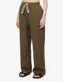 Branded Straight-leg High-rise Organic-cotton Trousers 9 Branded Straight-leg High-rise Organic-cotton Trousers -Sweaty Betty Store R04153616 CHOCOLATEBROWN ALT02