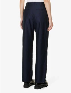 Maison Kitsuné X Olympia Le-Tan Cropped Wide-leg High-rise Cotton Trousers 11 Maison Kitsuné X Olympia Le-Tan Cropped Wide-leg High-rise Cotton Trousers -Sweaty Betty Store R04153711 DARKNAVY ALT03