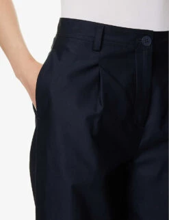 Maison Kitsuné X Olympia Le-Tan Cropped Wide-leg High-rise Cotton Trousers 12 Maison Kitsuné X Olympia Le-Tan Cropped Wide-leg High-rise Cotton Trousers -Sweaty Betty Store R04153711 DARKNAVY ALT04