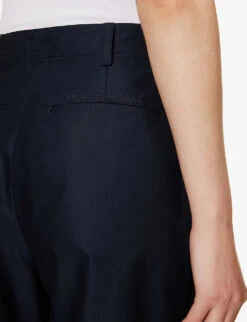 Maison Kitsuné X Olympia Le-Tan Cropped Wide-leg High-rise Cotton Trousers 13 Maison Kitsuné X Olympia Le-Tan Cropped Wide-leg High-rise Cotton Trousers -Sweaty Betty Store R04153711 DARKNAVY ALT05