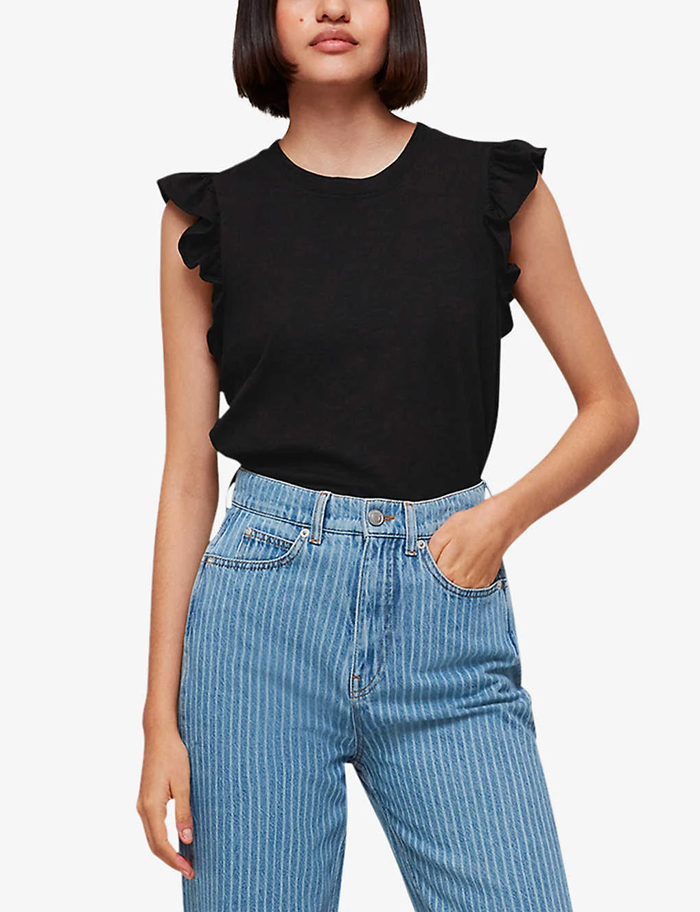 Whistles Frilled Cap-sleeved Cotton T-shirt 5 Whistles Frilled Cap-sleeved Cotton T-shirt - Image 3