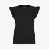 Whistles Frilled Cap-sleeved Cotton T-shirt 2 Whistles Frilled Cap-sleeved Cotton T-shirt -Sweaty Betty Store R04153953 BLACK M