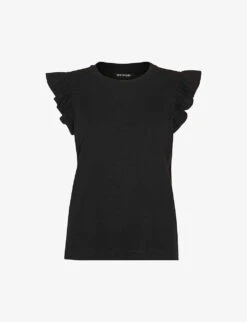 Whistles Frilled Cap-sleeved Cotton T-shirt