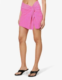 GOOD AMERICAN Sparkle Twist-detail Stretch-woven Sarong -Sweaty Betty Store R04154436 KNOCKOUTPINK001 ALT02