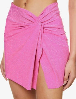 GOOD AMERICAN Sparkle Twist-detail Stretch-woven Sarong -Sweaty Betty Store R04154436 KNOCKOUTPINK001 ALT04
