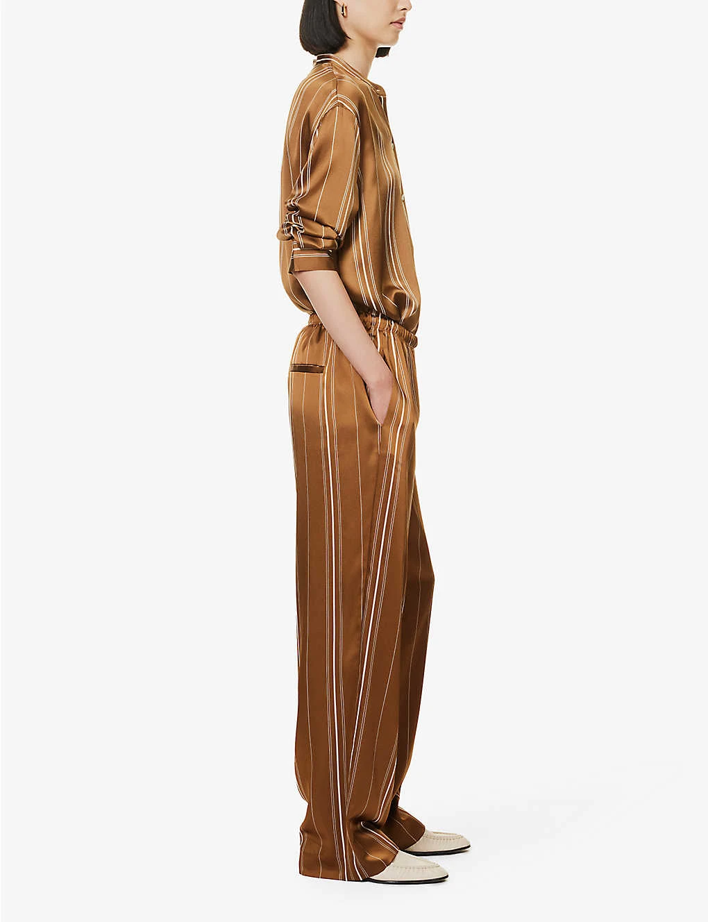 Vince Stripe Straight-leg High-rise Satin Trousers 4 Vince Stripe Straight-leg High-rise Satin Trousers - Image 2