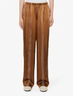 Vince Stripe Straight-leg High-rise Satin Trousers 9 Vince Stripe Straight-leg High-rise Satin Trousers -Sweaty Betty Store R04154645 NILE ALT02