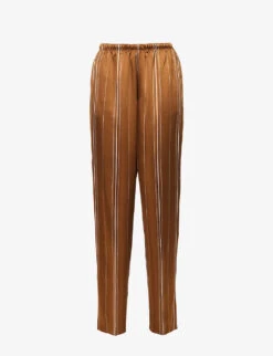 Vince Stripe Straight-leg High-rise Satin Trousers