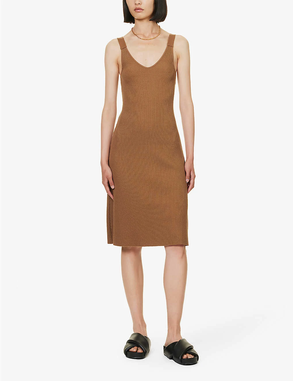 Vince V-neck Ribbed Stretch-knit Midi Dress 4 Vince V-neck Ribbed Stretch-knit Midi Dress - Image 2