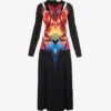 Alexander McQueen Orchid-print Cut-out Knitted Midi Dress -Sweaty Betty Store R04154720 BLACKREDYELLOW M