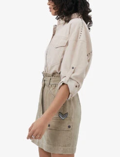 Ikks Oversized Studded Denim Shirt -Sweaty Betty Store R04156277 DARKBEIGE ALT04