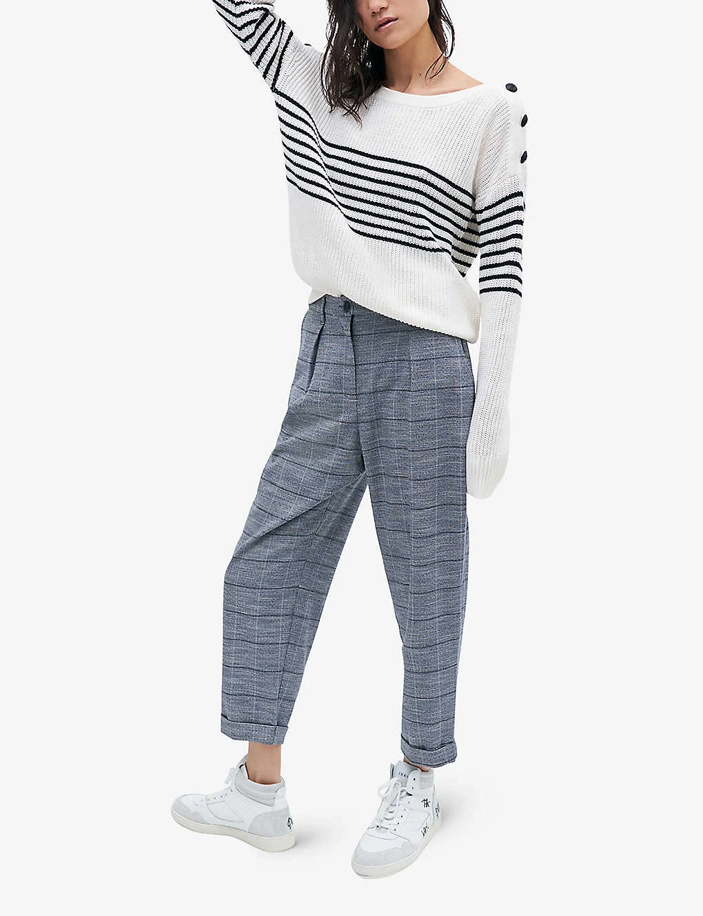 Ikks Checked Wide-leg Stretch-woven Trousers 4 Ikks Checked Wide-leg Stretch-woven Trousers - Image 2