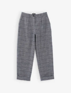 Ikks Checked Wide-leg Stretch-woven Trousers