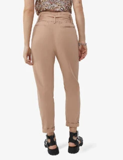 Ikks Belted Straight-leg High-rise Cotton Trousers -Sweaty Betty Store R04156286 DARKBEIGE ALT03