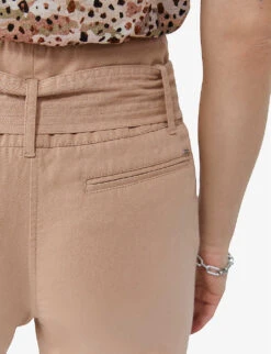 Ikks Belted Straight-leg High-rise Cotton Trousers -Sweaty Betty Store R04156286 DARKBEIGE ALT04