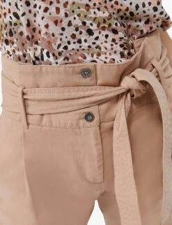 Ikks Belted Straight-leg High-rise Cotton Trousers -Sweaty Betty Store R04156286 DARKBEIGE ALT05