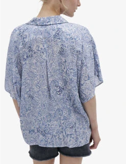 Ikks Paisley-patterned Relaxed-fit Woven Shirt 10 Ikks Paisley-patterned Relaxed-fit Woven Shirt -Sweaty Betty Store R04156336 BLUEGREY ALT03
