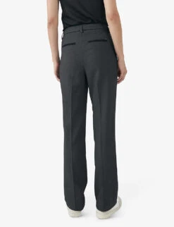 Ikks Birdseye-weave Straight-leg Mid-rise Stretch-woven Trousers -Sweaty Betty Store R04156340 BLACK ALT03
