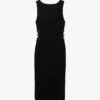 Ikks Sleeveless Round-neck Side-slit Knitted Midi Dress