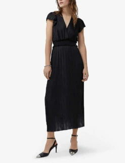 Ikks Pleated Recycled-polyester Midi Dress 9 Ikks Pleated Recycled-polyester Midi Dress -Sweaty Betty Store R04156353 BLACK ALT02