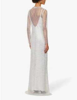 Caracas Rhinestone-embellished Chainmail Maxi Dress -Sweaty Betty Store R04156401 WHITE ALT03