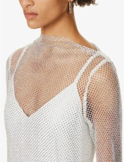 Caracas Rhinestone-embellished Chainmail Maxi Dress -Sweaty Betty Store R04156401 WHITE ALT04