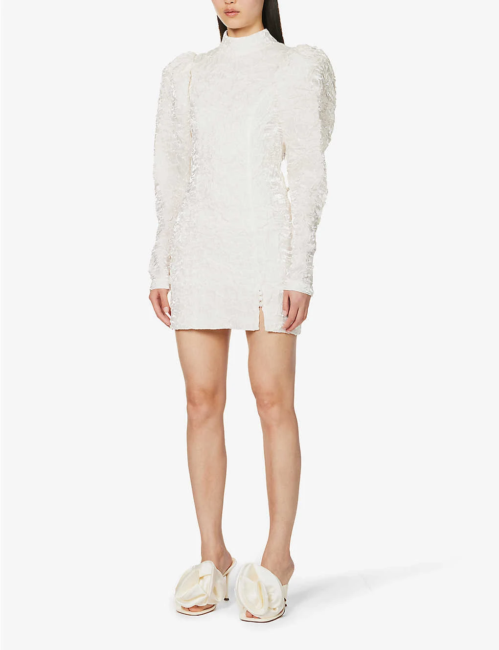 ROTATE Birger Christensen Puffed-shoulders High-neck Recycled-polyester-blend Mini Dress 5 ROTATE Birger Christensen Puffed-shoulders High-neck Recycled-polyester-blend Mini Dress - Image 3