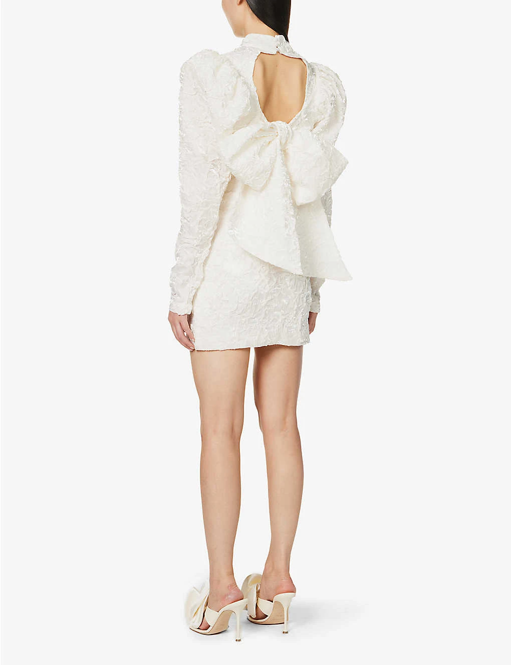 ROTATE Birger Christensen Puffed-shoulders High-neck Recycled-polyester-blend Mini Dress 6 ROTATE Birger Christensen Puffed-shoulders High-neck Recycled-polyester-blend Mini Dress - Image 4