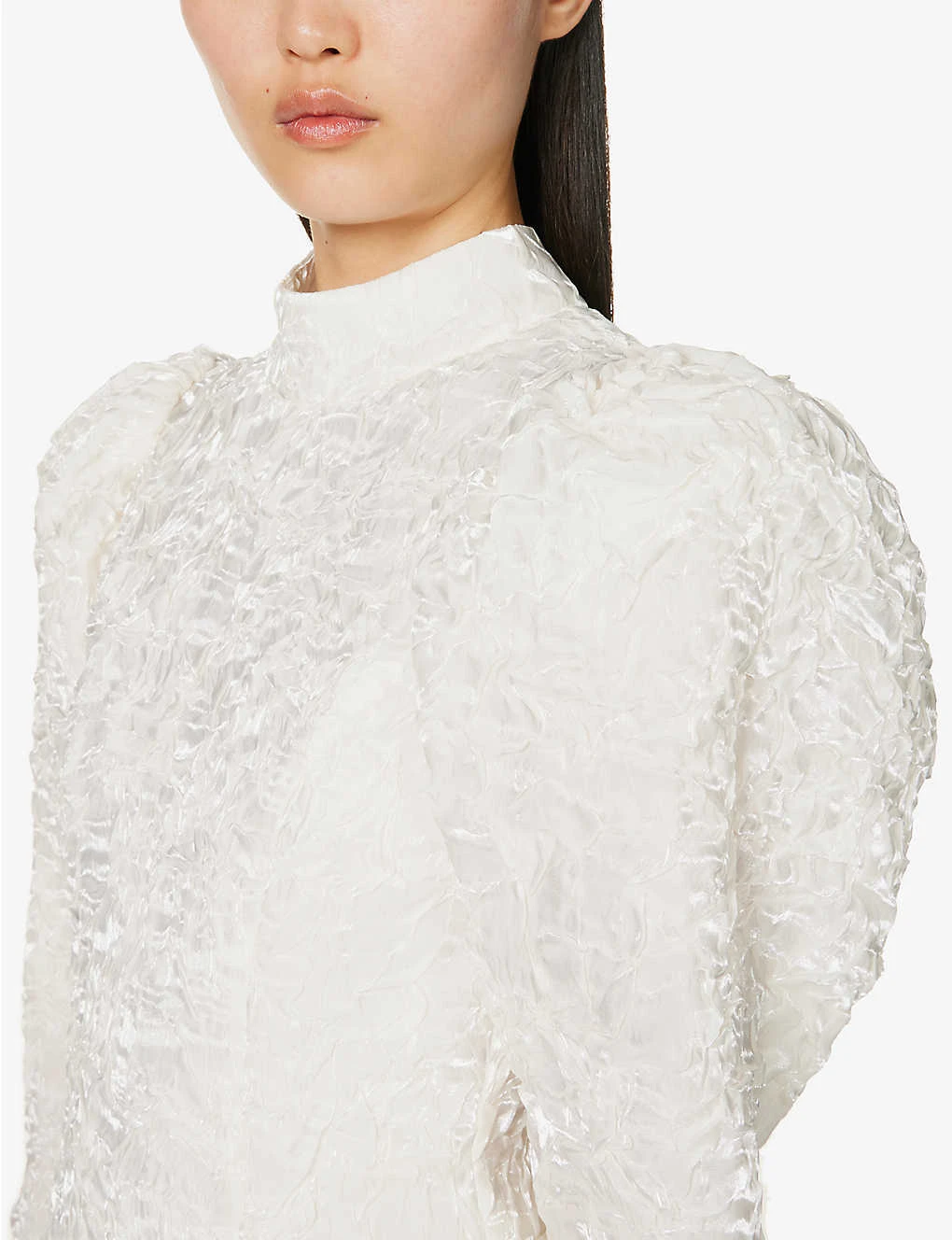 ROTATE Birger Christensen Puffed-shoulders High-neck Recycled-polyester-blend Mini Dress 8 ROTATE Birger Christensen Puffed-shoulders High-neck Recycled-polyester-blend Mini Dress - Image 6