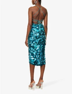 Sequin-disk Woven Midi Dress -Sweaty Betty Store R04157909 TURQUOISE ALT03