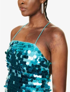 Sequin-disk Woven Midi Dress -Sweaty Betty Store R04157909 TURQUOISE ALT04