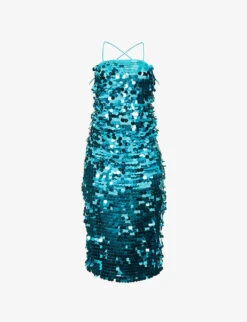 Sequin-disk Woven Midi Dress