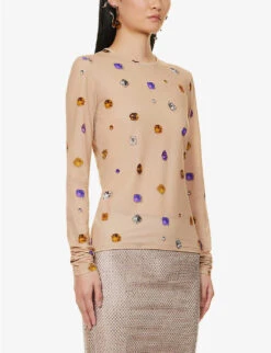 Sportmax Sovrana Gem-print Stretch-woven Top 9 Sportmax Sovrana Gem-print Stretch-woven Top -Sweaty Betty Store R04158874 PINK ALT02