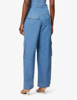 Contrast-stitch Straight-leg High-rise Denim Trousers -Sweaty Betty Store R04160609 BLUE ALT03