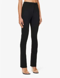 ALEXANDER WANG Logo-embroidered Straight-leg High-rise Stretch-woven Leggings -Sweaty Betty Store R04160704 BLACK ALT02