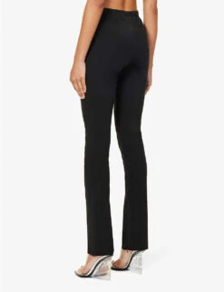 ALEXANDER WANG Logo-embroidered Straight-leg High-rise Stretch-woven Leggings -Sweaty Betty Store R04160704 BLACK ALT03