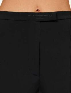 ALEXANDER WANG Logo-embroidered Straight-leg High-rise Stretch-woven Leggings -Sweaty Betty Store R04160704 BLACK ALT05