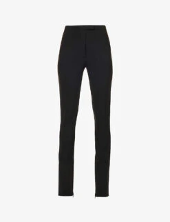 ALEXANDER WANG Logo-embroidered Straight-leg High-rise Stretch-woven Leggings