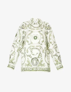 ALEXANDER WANG Graphic-print Split-hem Relaxed-fit Silk Blouse