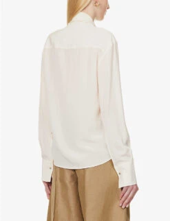 STELLA MCCARTNEY Semi-sheer Buttoned-cuff Silk Shirt -Sweaty Betty Store R04160813 NATURAL ALT03