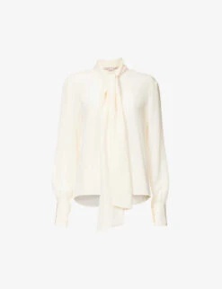 STELLA MCCARTNEY Semi-sheer Buttoned-cuff Silk Shirt