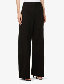 BEC + BRIDGE Natice Wide-leg Mid-rise Cotton Trousers -Sweaty Betty Store R04161129 BLACK ALT02