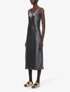 Max Mara Talete Sleeveless Woven Midi Dress -Sweaty Betty Store R04161472 DARKGREY ALT02