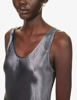 Max Mara Talete Sleeveless Woven Midi Dress -Sweaty Betty Store R04161472 DARKGREY ALT04