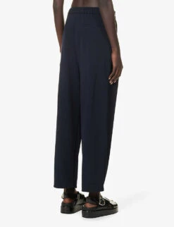 Max Mara Wide-leg Mid-rise Woven Trousers -Sweaty Betty Store R04161478 NAVY ALT03